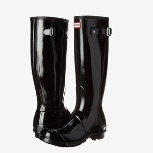 Hunter Women's Tall Glossy Black Rain Boots Size 6